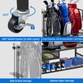 thumbnail image 2 of Dextrus Black Golf Bag Storage Rack with Wheels for 4 Bags, Garage and Club Organizer, 2 of 6