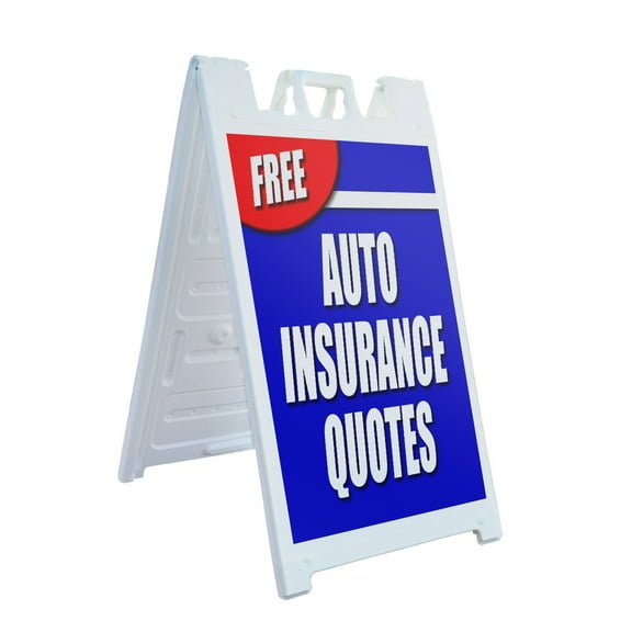 A-frame Sidewalk Free Auto Insurance Quotes 24" x 36" Double Sided A-Frame Sidewalk Sign, Includes 2 Plastic Inserts | Foldable Portable White Signicade Sandwich Board Signs