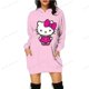 thumbnail image 3 of Vestido con capucha de HELLO KITTY para mujer, vestido ajustado a la moda para otoño, vestido informal con capucha y bolsillos, minivestido, 3 of 5