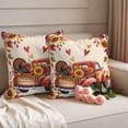 thumbnail image 2 of Fall Red Truck Outdoor Waterproof Pillow Covers, Thanksgiving Sunflower Turkey Maple Leaf Linen Decorative Square Throw Pillowcase Sofa Cushion Sham for Patio/Couch/Chair, 24"x24" 2 Pack, 2 of 8