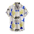 thumbnail image 2 of Floenr Mens T Shirts,Men's Lapel Chest Pocket Hawaiian Print Loose Short Sleeve Shirt, 2 of 4