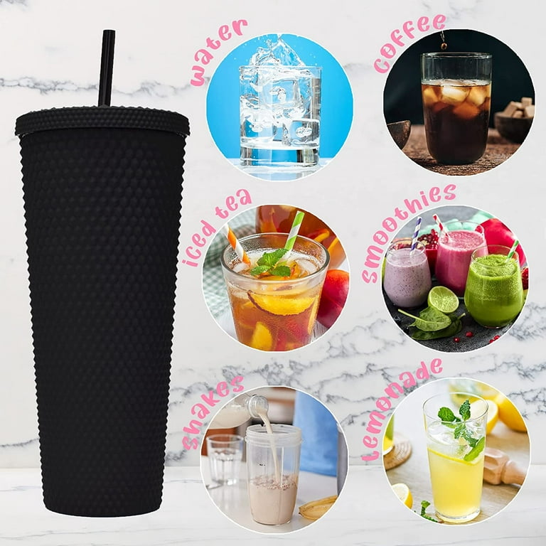 24oz Reusable Thickened Ice Cup - Perfect For Car Glass Straw Cups &  Beverages!