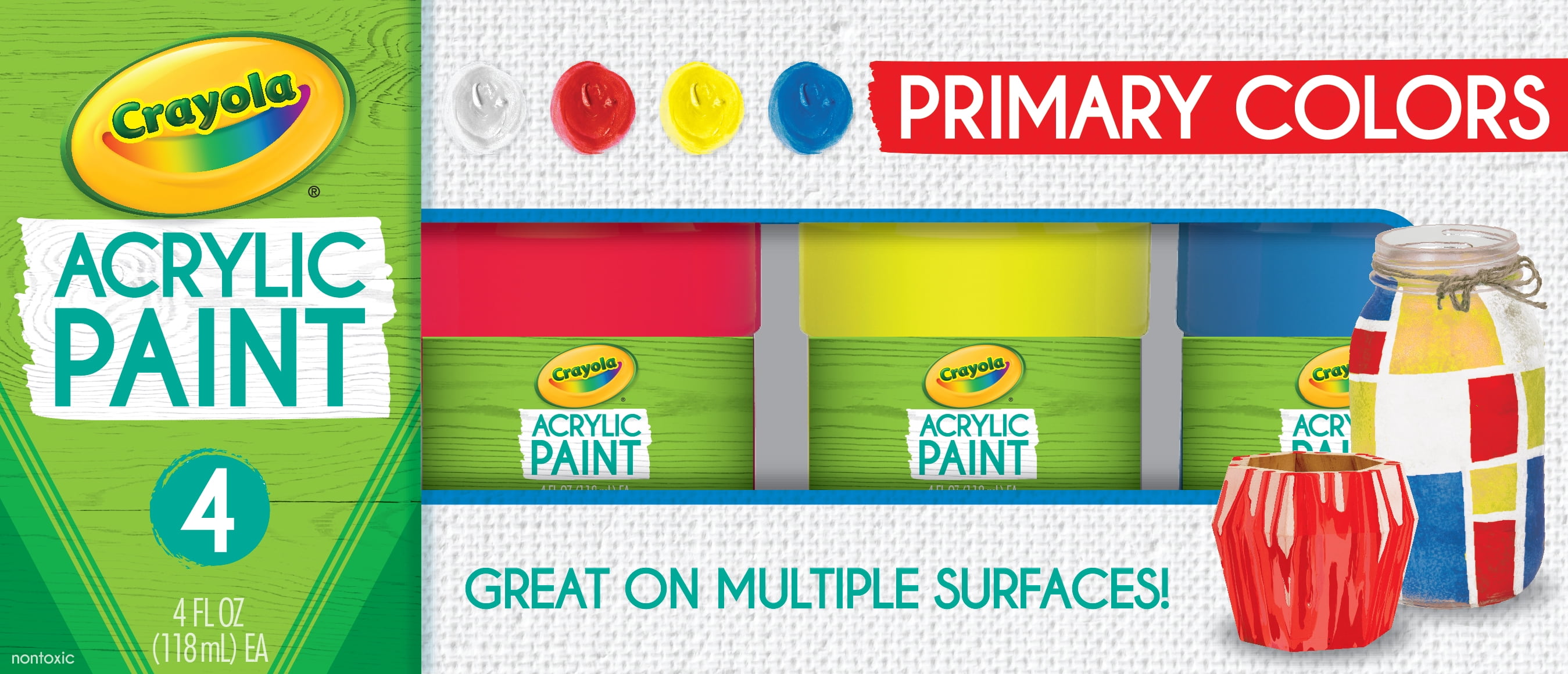 Crayola Acrylic Paint Set 4.25oz 4/PkgPrimary