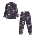 thumbnail image 5 of DISNIMO Womens Pajamas Sets Button Down 2 Piece Pjs Set Skull Flower Printed Soft V Neck Sleepwear with Long Pants Long Sleeve Loungewear Nightwear, 5 of 7