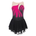 thumbnail image 1 of Jowowha Robe de Danse Patinage pour Filles Enfants Sans Manches en Strass Brillant Robe Justaucorps en Maille Transparente Rose Vif 8, 1 of 5