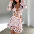 thumbnail image 1 of Conjunto de falda rosa sexy de corte holgado de gasa para mujer Traje de falda de 2 piezas Traje de vacaciones FLhrweasw Nuevo, 1 of 9