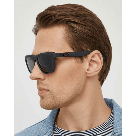 Gucci GG1571S 001 55mm Square Sunglasses Men's Matte Black