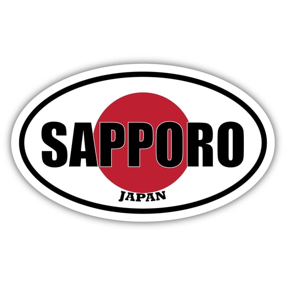 Sapporo Japan Flag Oval Decal Vinyl Bumper Sticker 3x5 inches