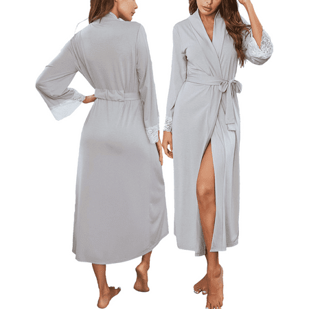 

Women Kimono Robes Cotton Lightweight Long Robe Knit Lace Bathrobe Soft Sleepwear Ladies Loungewear S-XXL
