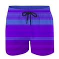 thumbnail image 4 of Mens Swim Trunk Striped Rainbow Tie Dye Drawstring Soft Beach Wear Clothing Beach Casual Summer Shorts with Pockets, XX-Large, Purple, 4 of 5