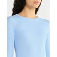 thumbnail image 4 of No Boundaries Ribbed Crewneck Tee with Long Sleeves, 1 or 2-Pack, Women's & Women's Plus XXS-XXL, 4 of 5