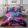 thumbnail image 1 of Erosebridal Speed Sports Coverlet Set Queen, Racing Car Bedding Set, Pink Purple 3 Pieces, 1 of 5