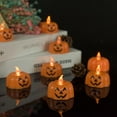 thumbnail image 5 of Pumpkin Tea Lights, 12 Pack Halloween Candles Battery Operated LED Tealight, Led Flickering Orange Pumpkin Tealights, Flameless Candles for T hanksgiving Decoration, Party, Christmas Lights, 5 of 6