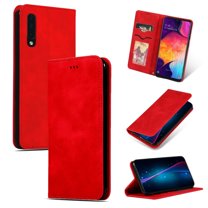 Samsung Galaxy A50 Case, Dteck Smooth PU Leather Flip Folio Wallet Card Slots Case Cover Stand Feature & Magnetic Closure For Samsung Galaxy A50 2019 6.4", Red
