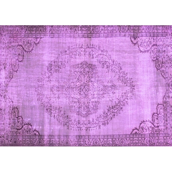 Ahgly Company Indoor Rectangle Abstract Purple Contemporary Area Rugs, 2' x 5'