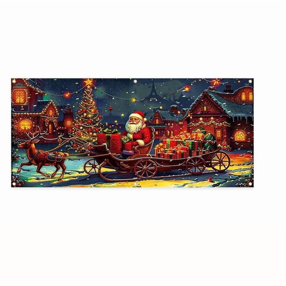 Festive Santa Claus Garage Door Cover for Holiday Decoration - Reusable Christmas Decoration for Indoor/Outdoor Decor