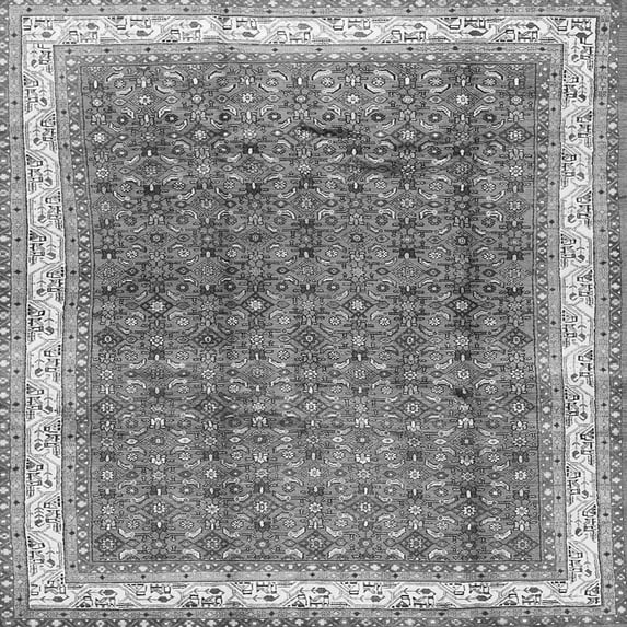 Ahgly Company Indoor Square Persian Gray Traditional Area Rugs, 7' Square