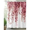 thumbnail image 2 of Shower Curtains Red Wisteria Bath Curtain Watercolor Leaf Waterproof Bathroom Shower Curtain Set with Hooks Decoration 72 x 72 Inches, 2 of 7