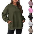 thumbnail image 6 of BUYISI Womens New Round neck Pullover Fashion Loose Casual Plush Long-sleeve sweatshirt Black XL, 6 of 7