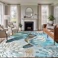 thumbnail image 2 of Retro Sea Turtles Large Area Rugs 6x9 ft Ocean Sea Stars Corals Animal Washable Rug Non Slip Indoor Carpet Absorbent Floor Mat for Living Room Bedroom Dining Room, 2 of 9