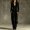 Black, variant on Women's Long Sleeve Suede Jumpsuit Stand-Up Collar Zip Front Fall Cozy Wide Leg Jumpsuit Outfits, 3XL