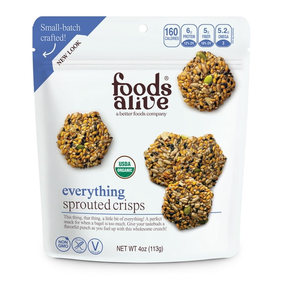 (Pack of 6) Foods Alive Organic Sprouted Crisps, Everything, 4 oz