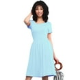 thumbnail image 3 of Made by Johnny Women's Comfy Casual Short Sleeve Flowy Dresses Loose Plain Dress with Pockets XL AQUA, 3 of 6