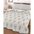thumbnail image 3 of Quilts Twin Size Bedding Set, Bohemia Lightweight Quilted Comforter, Modern Abstarct Floral Flowers Boho Beige Soft Reversible Bedspread Coverlet with Pillow Covers for All Season, 68" x 86", 3 of 7