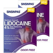 SINSINPAS Maximum Strength Lidocaine 4% Pain Relieving Patch 2 Pack (10 Patches Total) Pain Relief Patch
