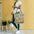 thumbnail image 4 of FORMRS Womens Canvas Tote Bag with Zipper Inner Pocket Shoulder Handbag, Pink Oranges, 4 of 7