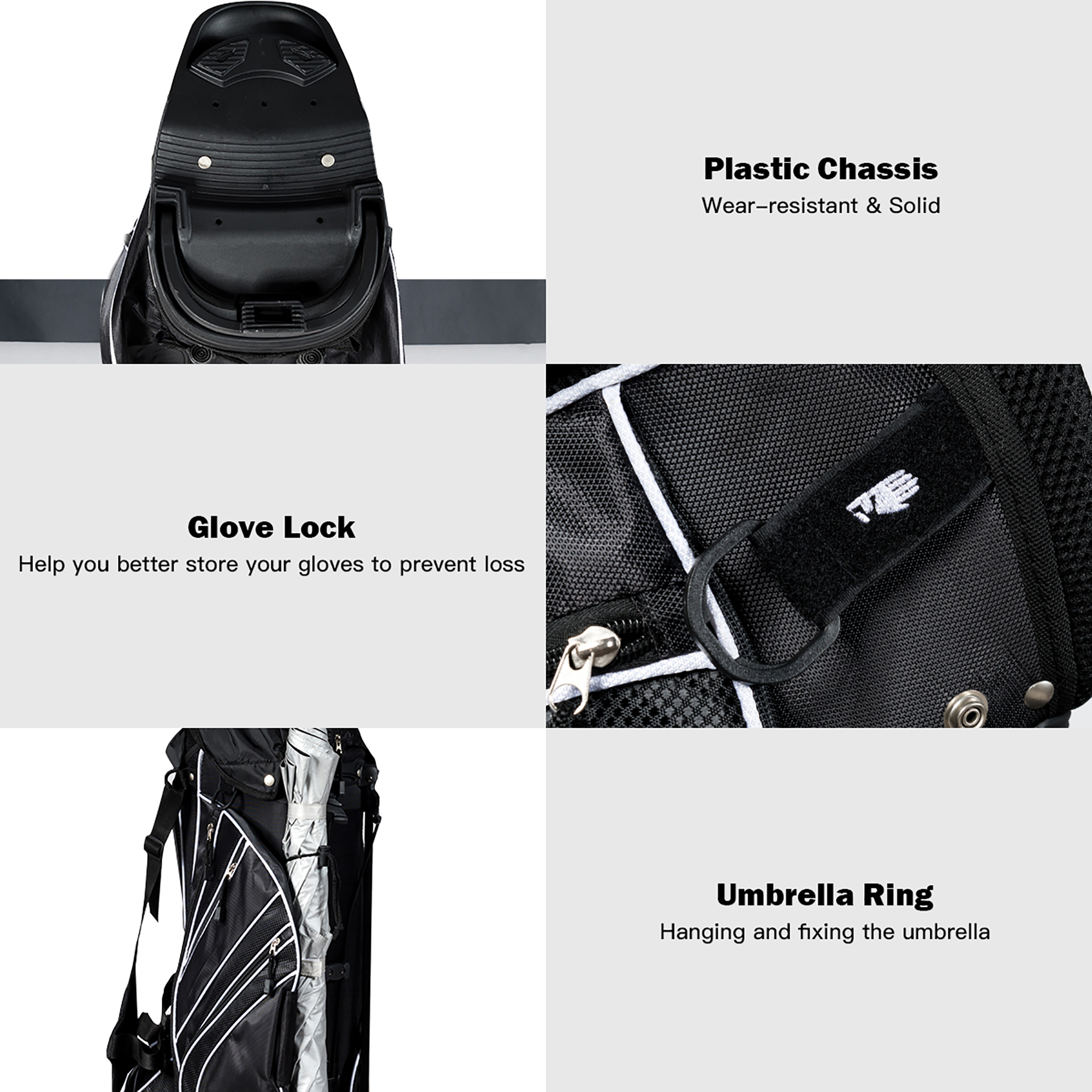 Costway Golf Stand Bag 6-Way Divider Black photo 8
