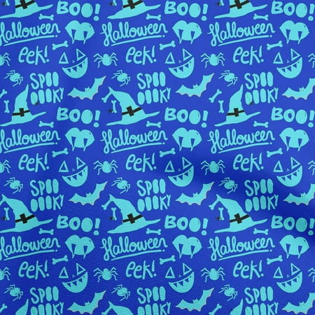oneOone Cotton Poplin Blue Fabric Halloween Sewing Craft Projects Fabric Prints By Yard 56 Inch Wide