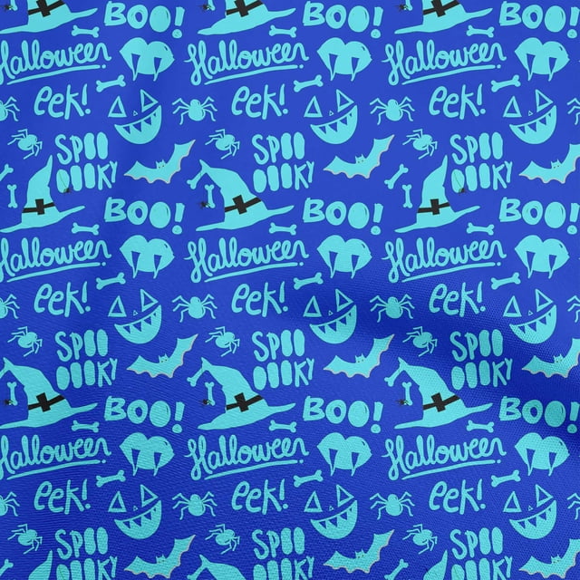 oneOone Velvet Blue Fabric Halloween Craft Projects Decor Fabric Printed By The Yard 58 Inch Wide