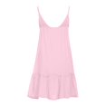 thumbnail image 5 of JUNWELL Robes d'Été pour les Femmes Boho Couleur Unie V Cou Spaghetti Sangle Mini Robe Décontractée Volants Ourlet Fluide Robe de Plage, 5 of 5