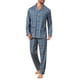 thumbnail image 2 of INSPIRAR CHIC Conjunto de Pijamas de 2 Piezas de Manga Larga con Botones y Bolsillo en Patrón para Hombre L Azul Amarillo, 2 of 5