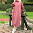 thumbnail image 2 of Ashirexll Winter Dress for Women, Long Sleeve Maxi Dress, Womens Cozy Round Neck Long Sleeve Pocket Long Dress in Winter Warm Colors for Fall Casual Fashion, 2 of 6
