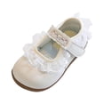 thumbnail image 3 of Viluyesy Girls' Spring Summer Flat Shoes - Soft Sole Lace-Up Princess Dress Shoes For Big Kids Beige Size 7, 3 of 6
