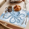 thumbnail image 3 of Blue Octopus Placemats Set of 6 Summer Watercolor Ocean Coral Place Mats Indoor Wipeable Table Mats Washable Cloth Dining Table Placemats for Kitchen Holiday Party Home Decor 13x19 Inch, 3 of 9