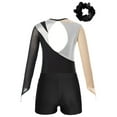 thumbnail image 6 of Alvivi Kids Girls Long Sleeve Gymnastics Leotard with Shorts Hair Scrunchie Dance Unitard Biketards Silver 6, 6 of 7
