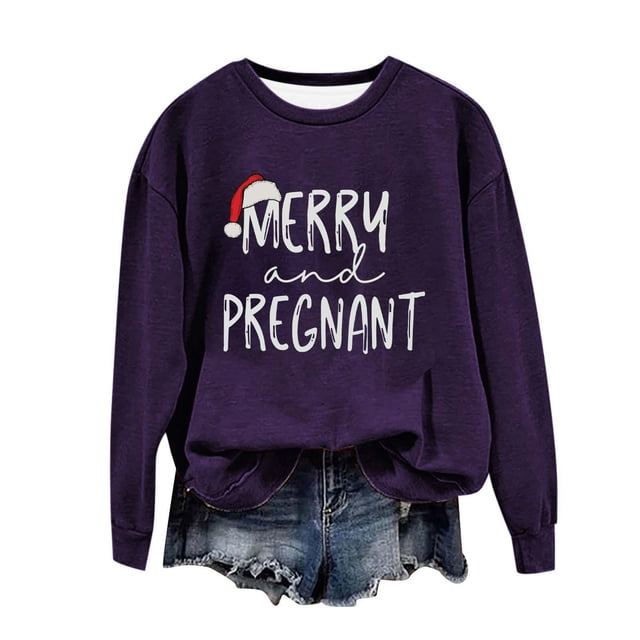 Birdeem Chandail de Noël pour Femmes Col Rond Imprimé Ample Manches Longues Sans Capuche