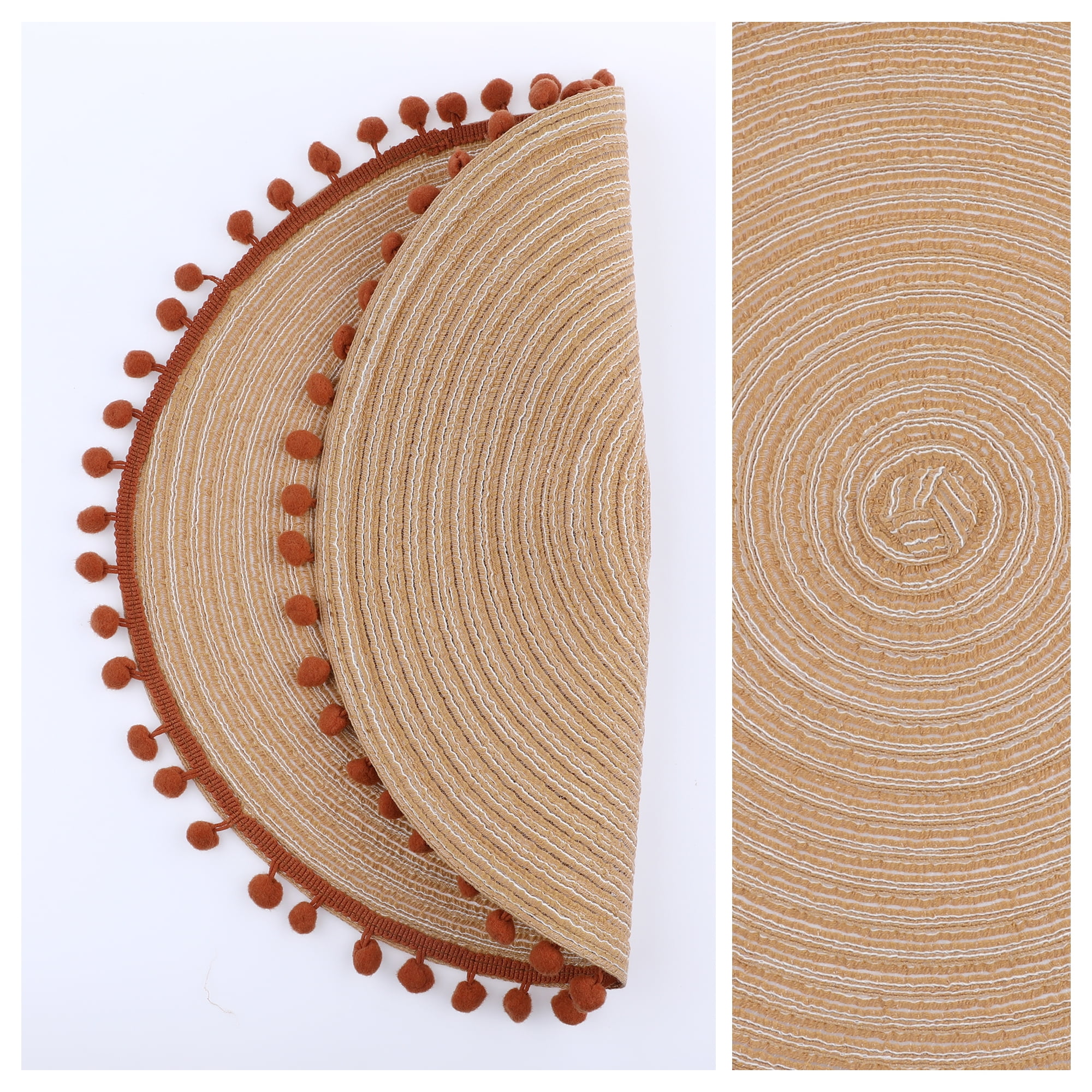 Unique Bargains Placemats Set of 6 Polyester Placemats for Dining Table Tawny 15x15in