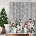 thumbnail image 4 of Shower Curtains Sets for Bathroom Decor Xmas Trees Rabbits Squirrels Waterproof Bathroom Curtain with Hooks, Winter Snowmen Snowflakes for Bathroom Decor,72x72IN, 4 of 9