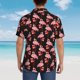 thumbnail image 4 of Fotbe New Year Flamingo Camisa Hawaiana para Hombre Unisex – Camisa Casual de Verano con Botones de Manga Corta de Algodón y Lino,Medium, 4 of 7