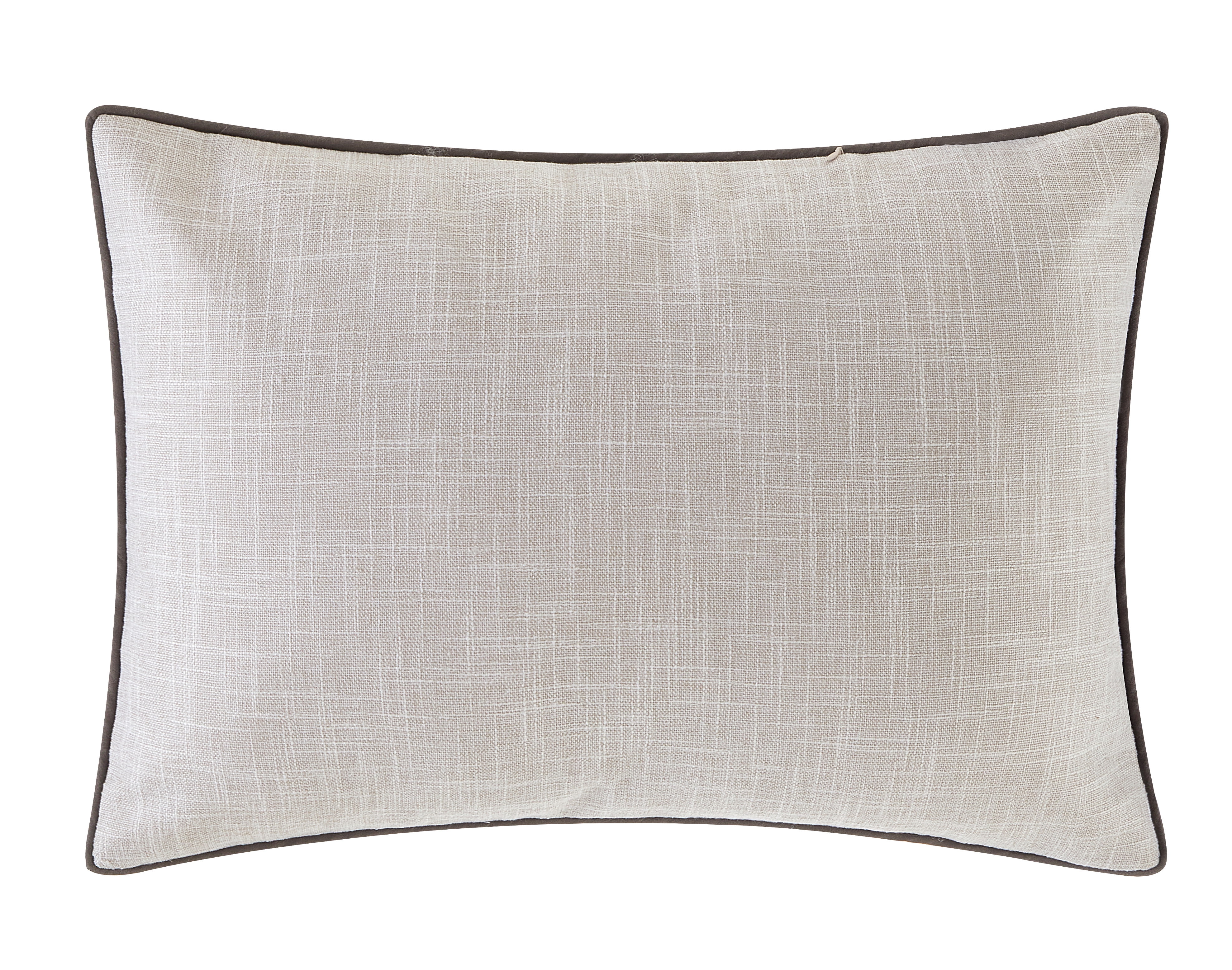 Mainstays Welcome Home Faux Linen Embroidered Pillow, Beige, 14" x 20"