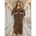 thumbnail image 5 of luopital Women Kaftan Dresses Plus Size V-Neck Batwing Sleeves Beach Cover Up Summer Floral Print Caftan Dress Leopard, 5 of 6