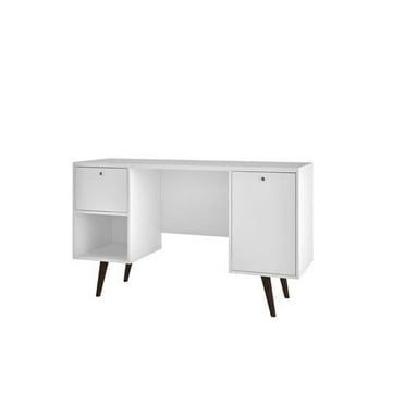 Manhattan Comfort  Edgar 1-Drawer Mid-Century Office Desk - White