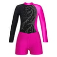 thumbnail image 2 of renvena Girls Gymnastics Leotards and Shorts Set Rhinestone Long Sleeve Ballet Unitard Biketards Rose 14, 2 of 4