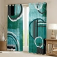 thumbnail image 2 of Modern Turquoise Decor Blackout Curtains for Bedroom Living Room,Geometric Striped Curtains 52"X84",Mid Century Window Curtains & Drapes,Grunge Oil Painting Artwork Darkening Curtains,Teal, 2 of 5