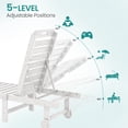 thumbnail image 4 of SERWALL Outdoor Chaise Lounge Set of 2, Adjustable Patio Chaise Lounge, HDPE Lounge Chair with Rolling Wheels & Cup Holder for Poolside, White, 4 of 7
