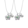 thumbnail image 1 of Delight Jewelry Silvertone Lime Green & Hot Blue Butterfly on Large Flower Mother & Daughter Heart Necklaces (Set of 2), 19"+2", 1 of 4